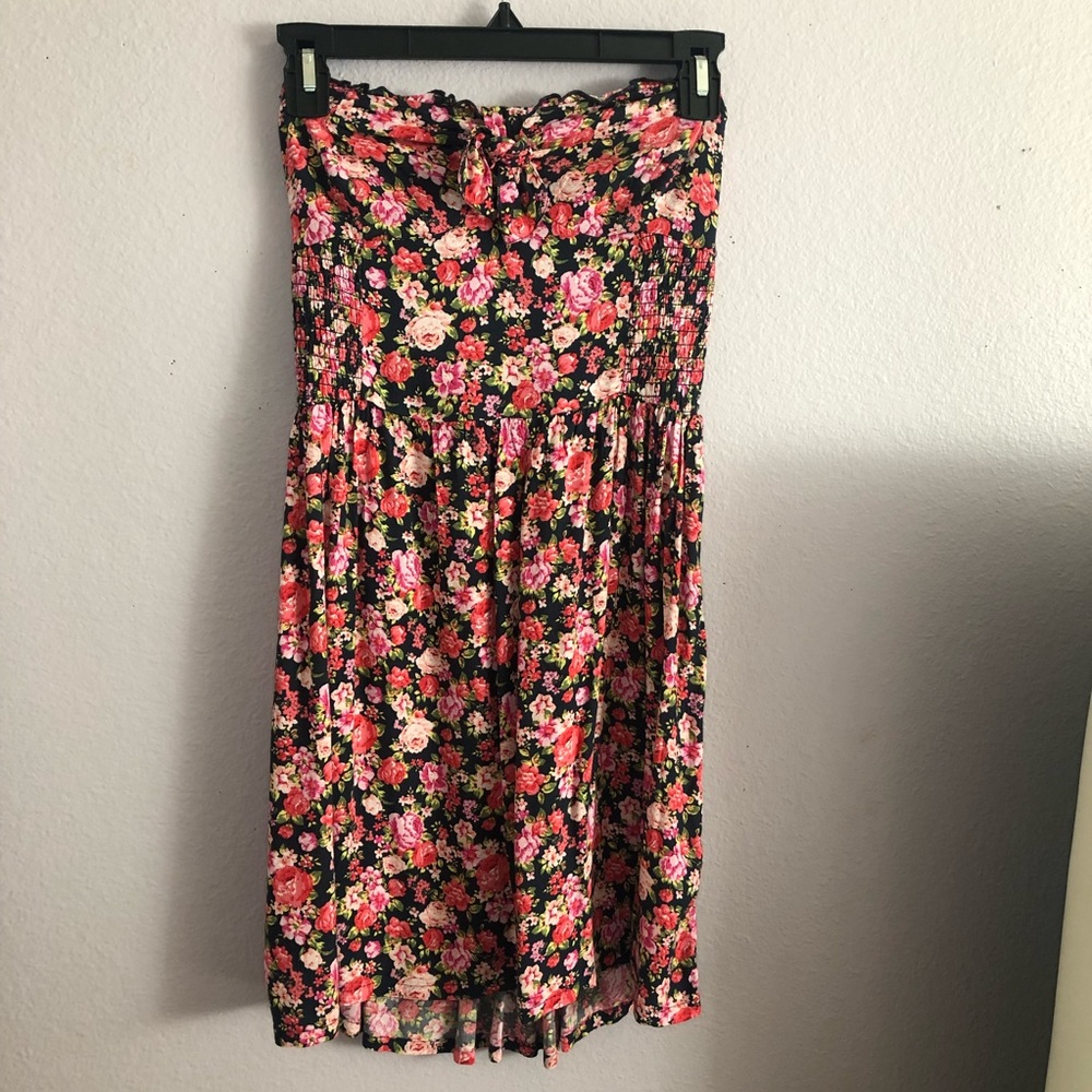 Flower Print Strapless Dress